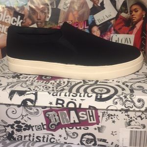 Black easy slip on sneakers. Size 12.